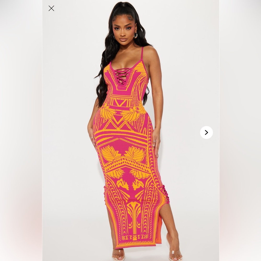 Vibrant Pink and Orange Women's Dress